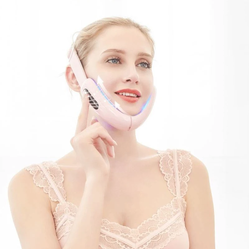 

Chin V-Line Up Lift Belt Machine Red Blue LED Photon Therapy Face Slimming Vibration Massager Facial Lifting Device V-Face Care