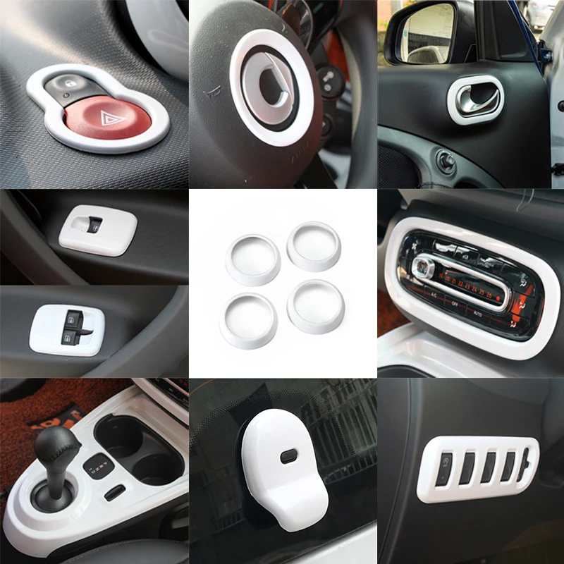 Autocollant décoratif pour volant de voiture, couvercle de bouton  multimédia, anneau décoratif pour panneau de volant de voiture, accessoires  pour Smart Fortwo Forfour 453 - AliExpress