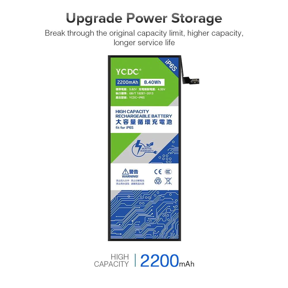 3,82 V 2200mAh батарея для Apple iPhone 6S 6GS iPhone6S замена сотового телефона Высокое качество Реальная емкость внутренняя батарея телефона