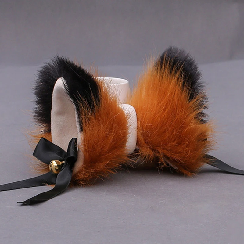 Anime Cat Fox Faux Fur Ear Hair Clip Party Cosplay Hairband Fur Headbands Girls Kawai Hair Accessories Animal Ears Hair Band goddess costume