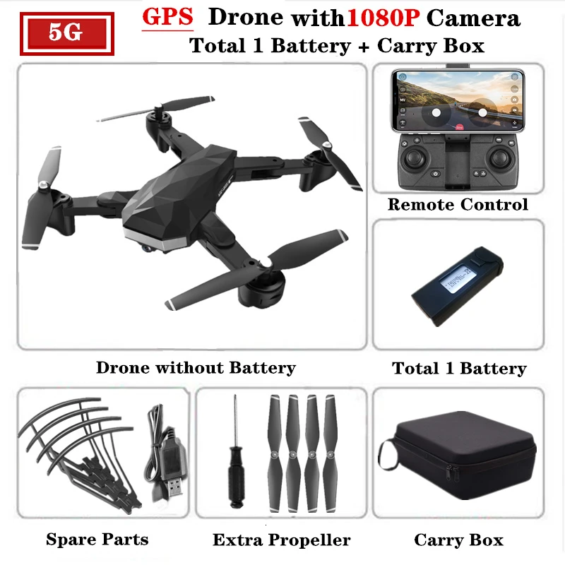 C53 gps Радиоуправляемый Дрон Квадрокоптер с 5G Wi-Fi 1080P HD камера Вертолет высота удержания складной слежения за мной Квадрокоптер VS XS812 SG907 - Цвет: 5G-Carry Box-1