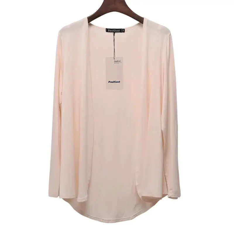 Round Hem Apricot Makuluya Женская милая одноцветная Модальная женская верхняя одежда короткие свитера женские повседневные кардиганы с длинным рукавом пальто размера плюс L6 - Цвет: Round Hem Apricot