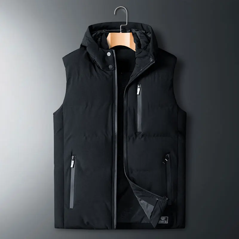 Жилет XL-8XL, максимальная грудь 148 см, теплый, осень, зима, новинка,, повседневный мужской жилет, Свободный жилет с капюшоном - Цвет: MJ812 ASIAN SIZE B
