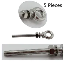 5 шт./лот, подъемные болты из нержавеющей стали с гайками, болты с поворотными головками, оборудование, кольцевой крюк, болт, винт, Fasterners, Морская Лодка, яхта