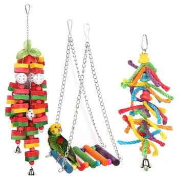 

3-Piece Bird Parrot Toy Set, Pet Bird Cage Hammock Swing Toy, Baby Parrot, Love Bird