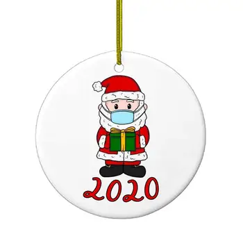 

2020 Quarantine Christmas Ornament Santa Claus With Mask Acrylic Christmas Tree Pendant Pandemic -Social Party Distancing Decor