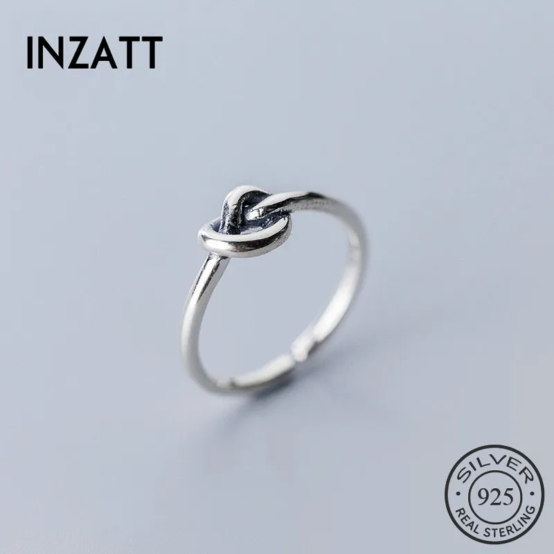 INZATT Настоящее серебро 925 проба винтажная Веревка Узел открывающее кольцо для горячих женщин вечерние минималистичные ювелирные изделия подарок
