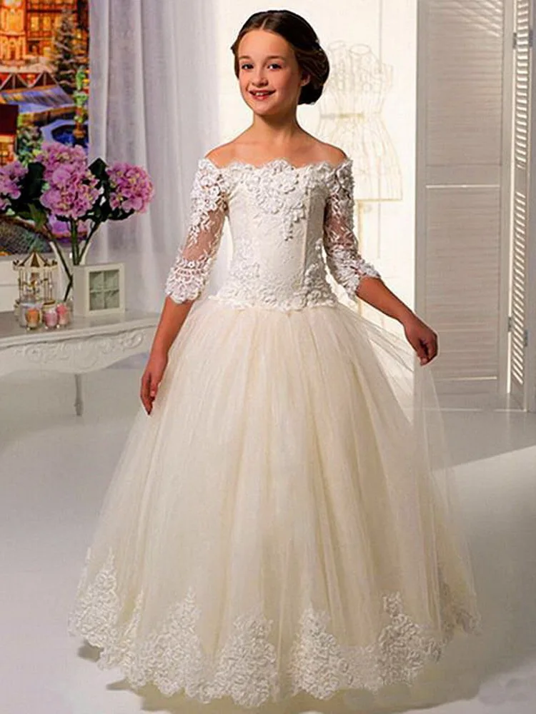 modest flower girl dresses with sleeves