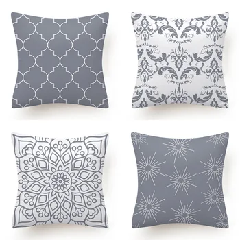 

Hot Selling Home Decoration Pillow Case Simple Gray Decorative Pattern Geometry Pillow Covers Cushion Cover Pillow Cases