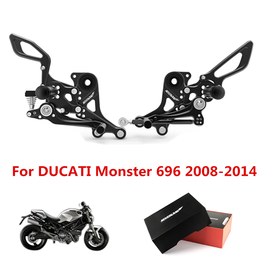 Motorcycle Footrests Pedal Foot Pegs Rider Rear Set CNC Aluminum For DUCATI Monster 696 2008 2009 2010 2011 2012 2013 2014