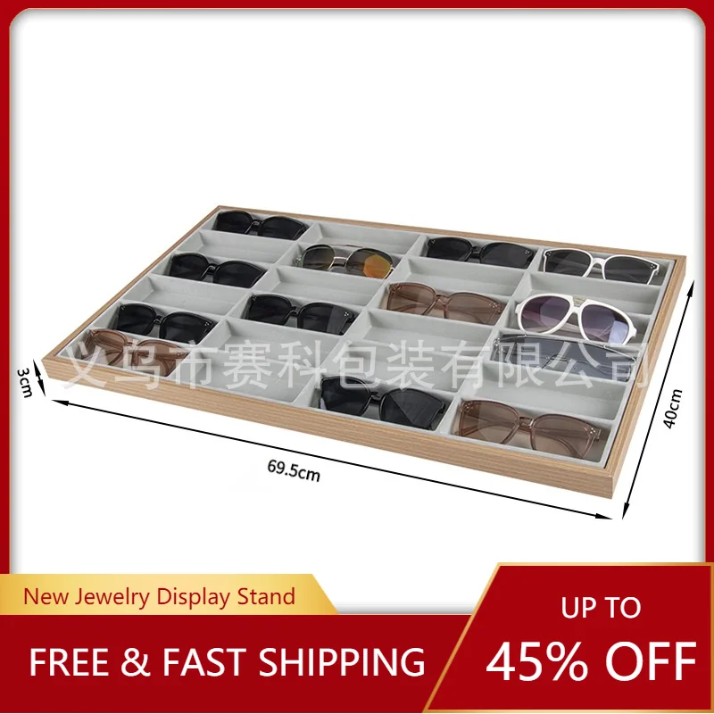 Storage Glasses Rack Sunglasses Dispaly Tray 24 Grid Velvet Display Case Storage Organizer Box Store Window 10 pairs sunglasses rack shelf eyewear eyeglasses frame glasses display stand organizer show holder tray 5 layer space saving