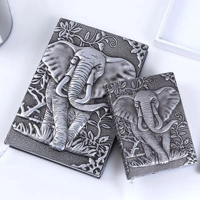 

3D Elephant Embossed Notebook Journal Notepad Travel Diary Planner Business School Office Supplies