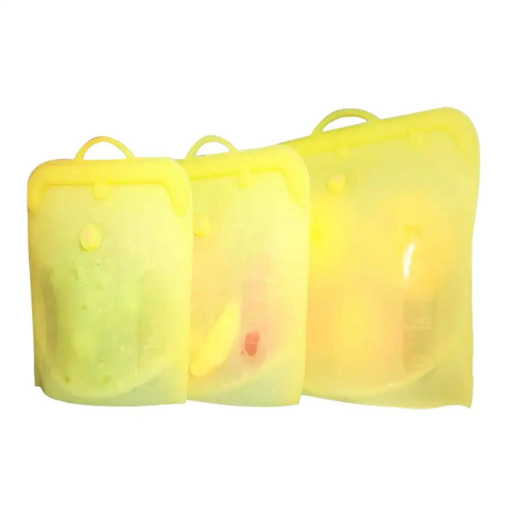 Yellow Многоразовые силиконовые сумки для хранения еды многофункциональные герметичные сэндвич-мешки с ручкой для фруктов и овощей - Цвет: Yellow