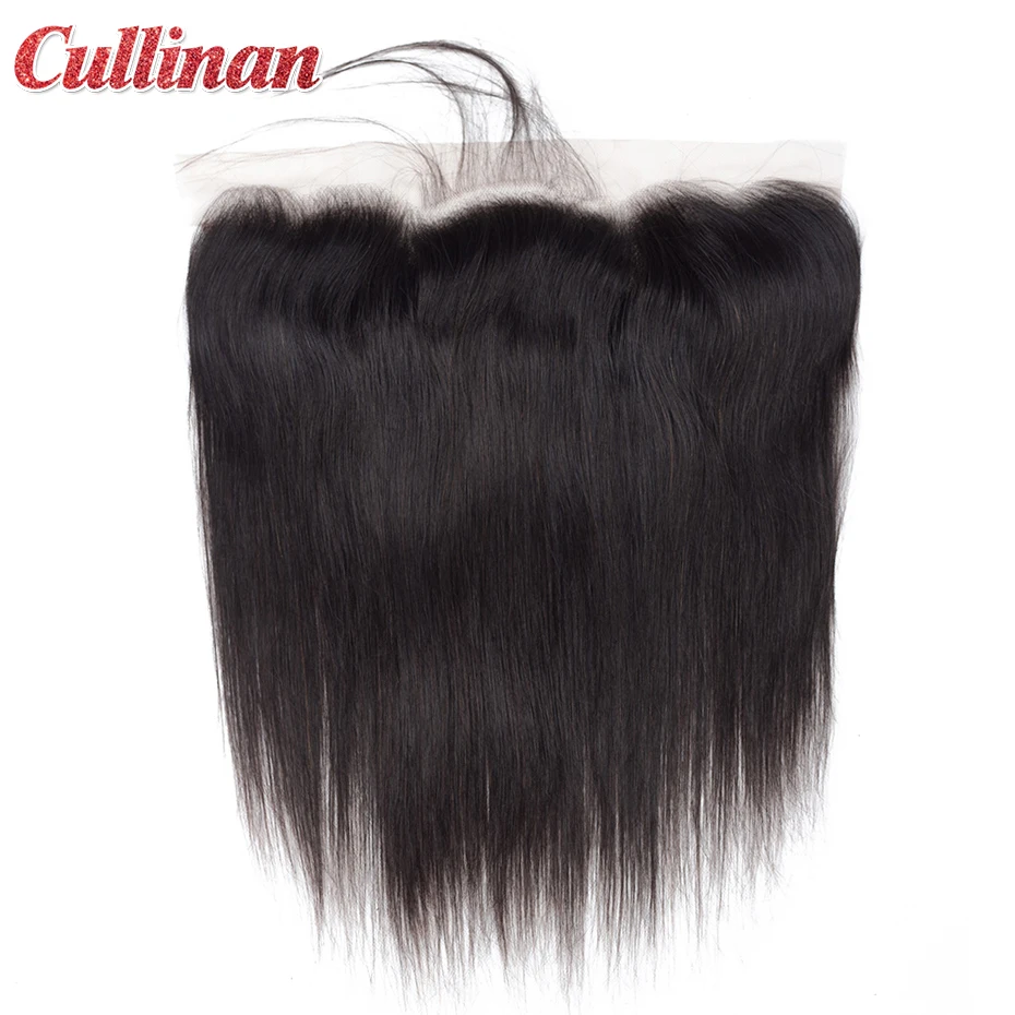 Cierre Frontal de malla de cabello humano brasileño, liso, 13x4, con pelo de bebé, Color Natural, Remy, 8 -24, prearrancado