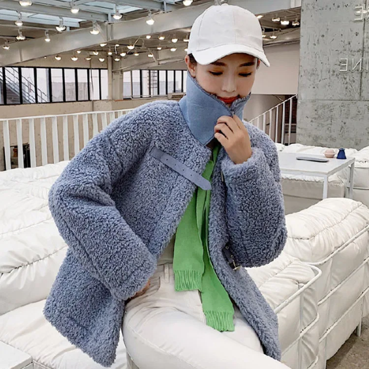 

Autumn & Winter New Style WOMEN'S Coat Tops Long Sleeve Thick 2019 ke li rong Fur Coat Women's Short Coat