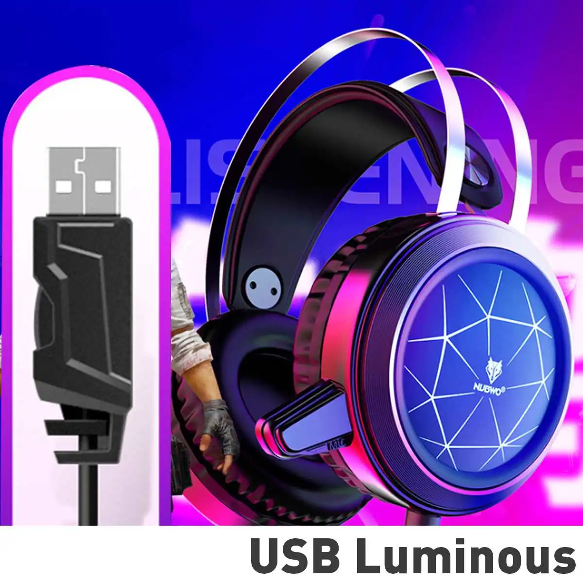 B Upgraded Black Игровые проводные наушники бас стерео USB Профессиональные металлические игровые наушники с микрофоном подсветка светодиодный Шумоподавление для ПК ноутбука - Цвет: B Upgraded Black