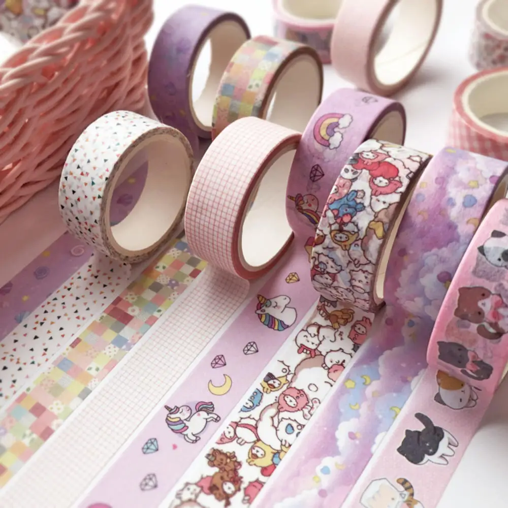 Washi Tape de dibujos animados Kawaii, Cinta adhesiva decorativa creativo de álbum de recortes, álbum de fotos, suministros de colegio estacionario tela, 5M