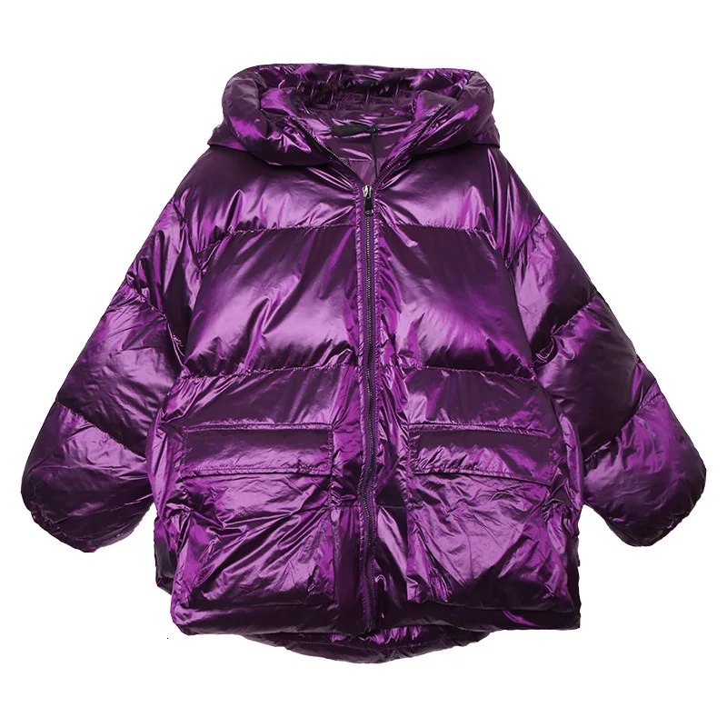 Max LuLu, модная Корейская женская одежда в стиле панк, женские утепленные зимние куртки с капюшоном, стеганые пальто, повседневные негабаритные зимние парки - Цвет: purple