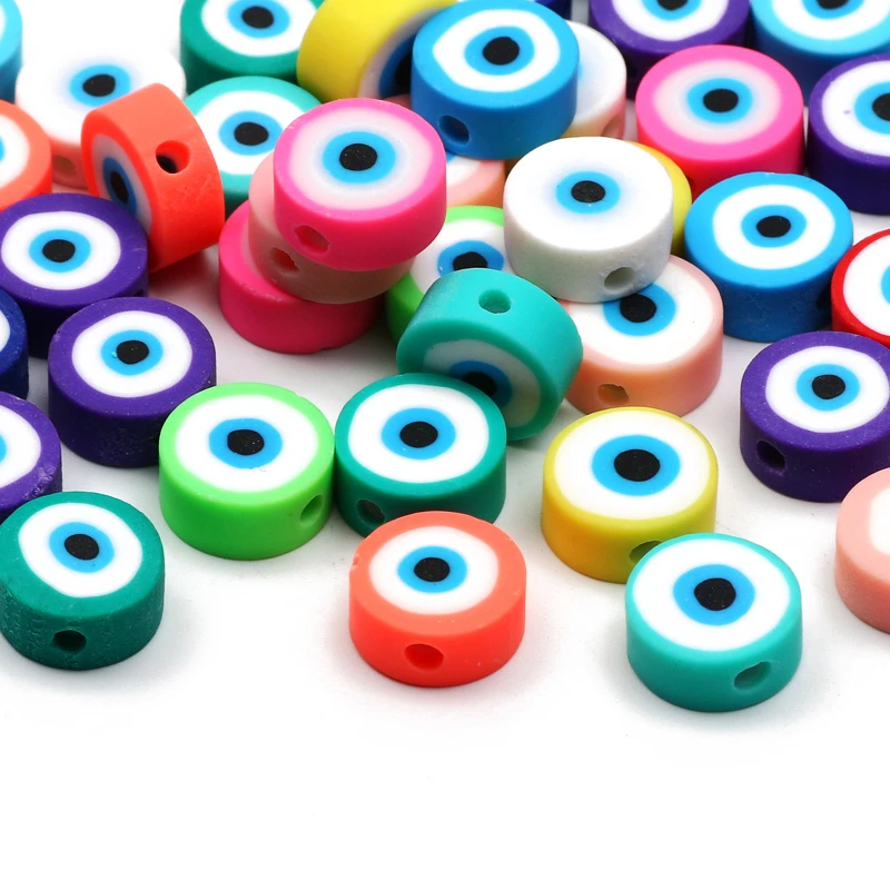 20/50/100pcs 10mm Mixed Eyes Polymer Beads Polymer Clay Beads Loose Spacer Beads For Jewelry Making DIY Bracelet Accessories