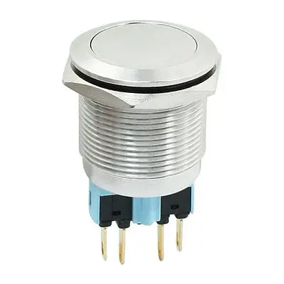 

5A AC 250V 22mm Dia Panel Mounted Latching Push Button Switch NO NC