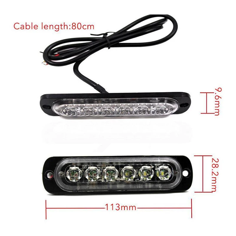DC 12 V-24 V Светодиодный светильник-вспышка, запасные лампы безопасности для грузовиков, Пластиковый черный корпус, прозрачные линзы