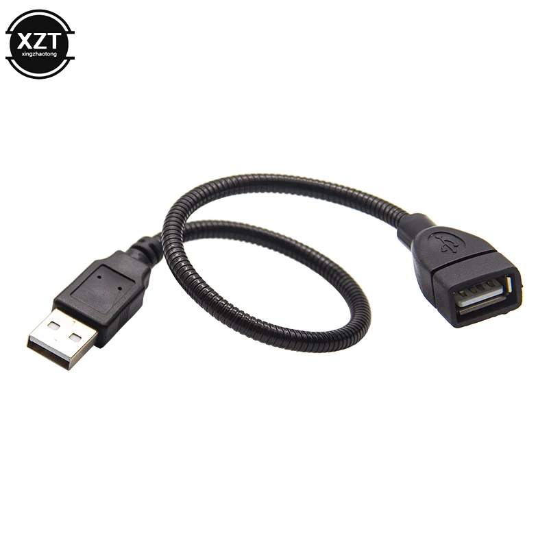 USB Male To Female Extension Cable LED Light Fan Adapter Cable Metal Hose Cord E 
