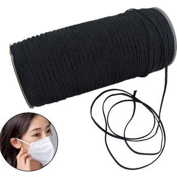 

160 Yards 100 Yards White Black 3mm 6mm Wide Flat Elastic Band Braided Retractable Belt Rope Winding Thread For Sewing And Mask