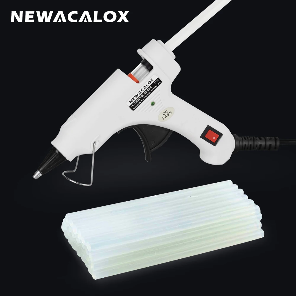 NEWACALOX 20 W UE/EE.UU. Plug Hot Melt Pegamento Pistola con 20 unids 7mm barra de Pegamento Industrial Mini Pistolas de Termo Gluegun Calor Temperatura herramienta