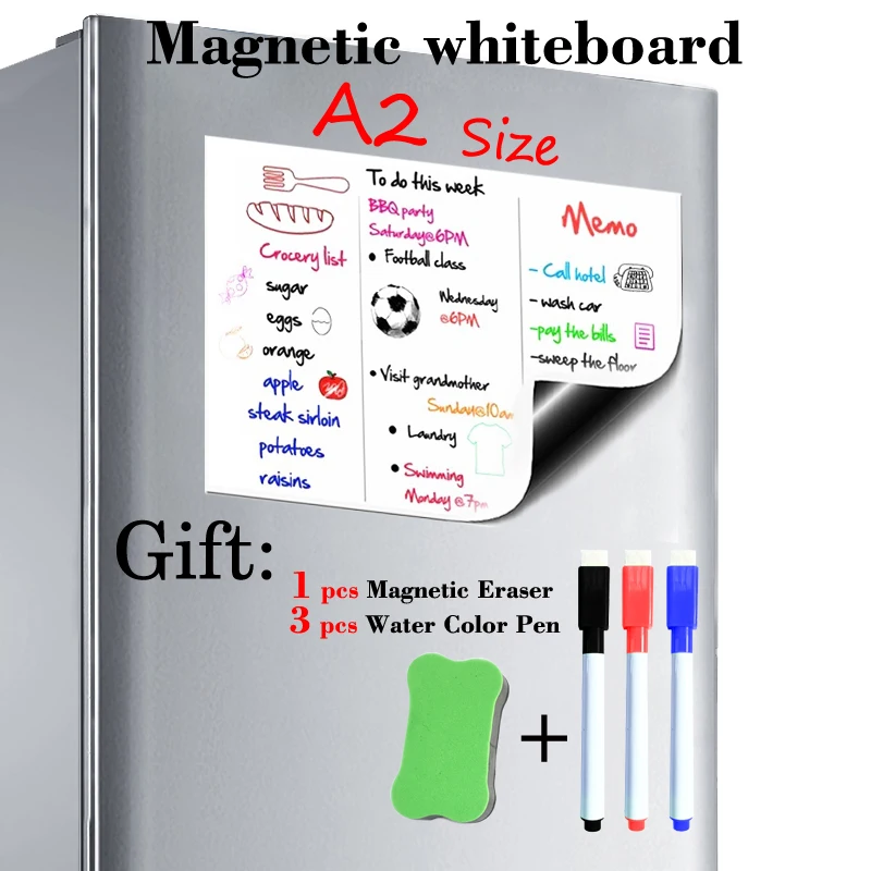 

A2 Size 420x594mm Magnetic Whiteboard Fridge Magnets Presentation Boards Home Kitchen Message Boards Writing Sticker 3pen1Eraser