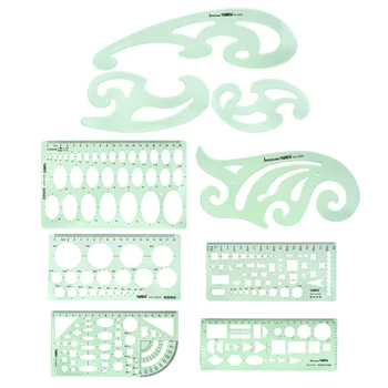 

uxcell 9pcs Geometric Drawing Template Measuring Ruler 18cm 20cm Green for Drawing for Art Design and Building Formwork