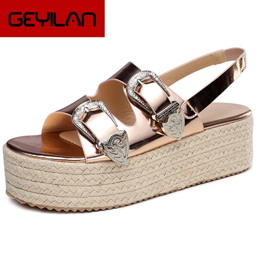 

Fashion INS Dropship Platform Summer Sandals Women Shoes Woman Buckles straw Leisure Casual Shoes Women gladiator Sandals
