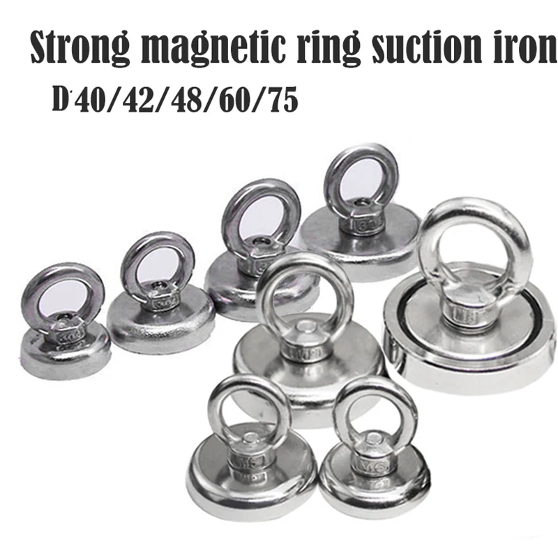 

Super Strong Pot Fishing Neodymium Magnet Salvage Fishing Hook Eyebolt Strongest Permanent Powerful Magnetic With Rope D32/D75mm