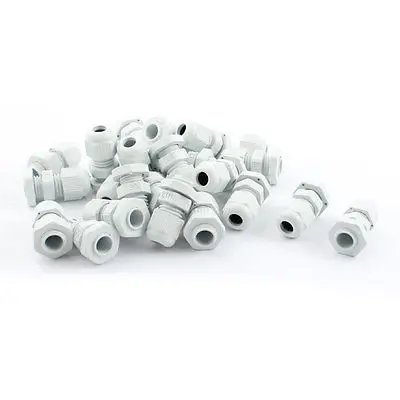 

M12 Locknut Thread Type White Plastic Waterproof Cable Gland 3-6.5mm 20 Pcs