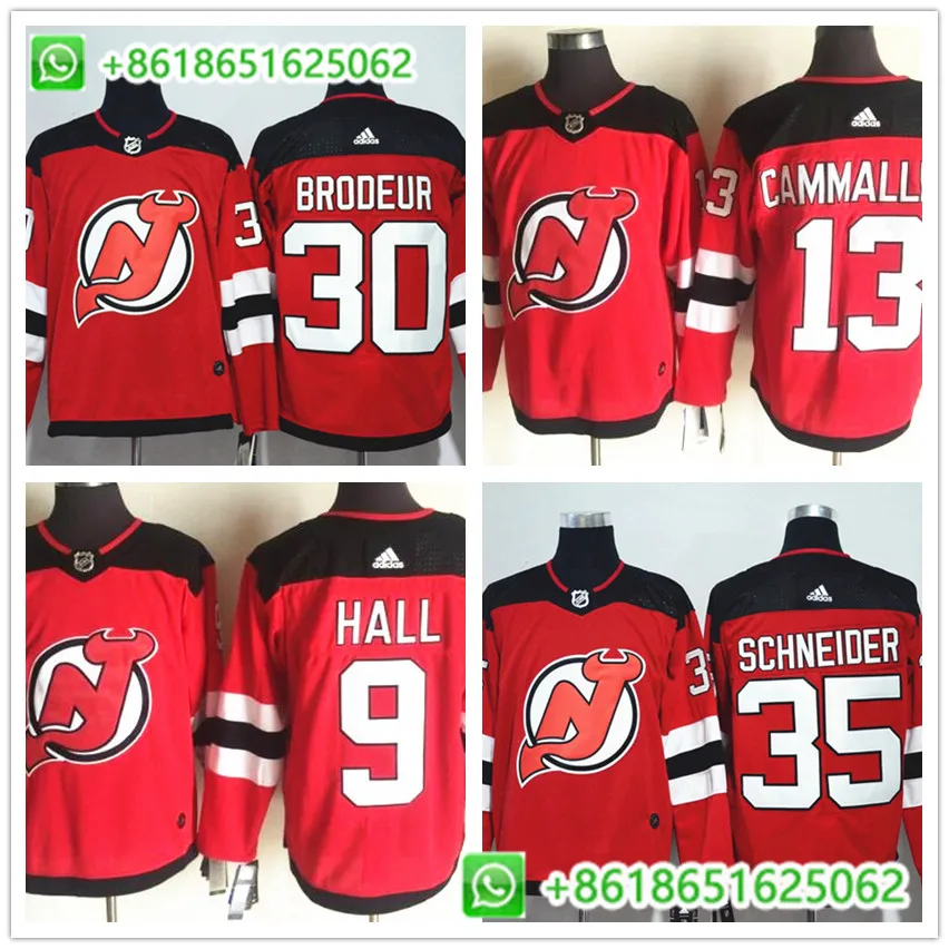 Мужская Хоккейная Футболка Nico Hischier Taylor Hall Corey Schneider