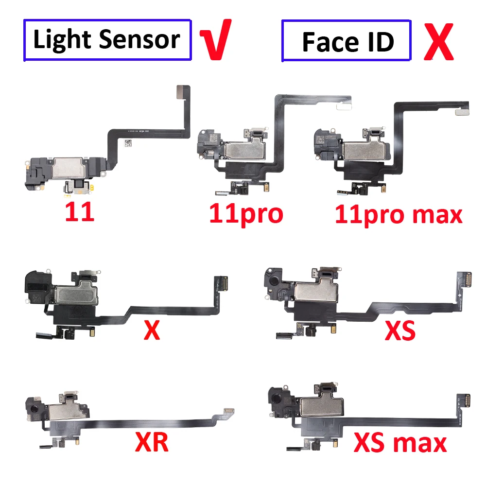 1pcs Earpiece With Proximity Light Sensor Flex Cable For iPhone X XR XS MAX 11 11pro max Ear Speaker Replacement Parts | Мобильные
