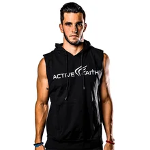 Мужская майка для фитнеса без рукавов модная повседневная толстовка с капюшоном мужская бодибилдинг майка спортивная рубашка жилет одежда