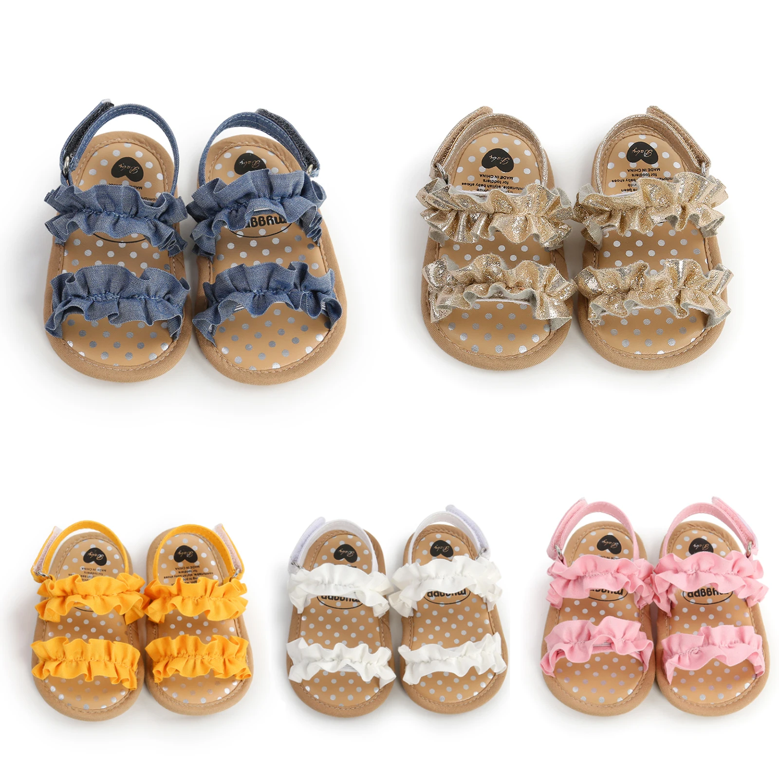 Infant Baby Girl Shoes Toddler Flats Sandals Premium Soft Rubber Sole Anti-Slip Summer Flower Lace Crib First Walker Shoes