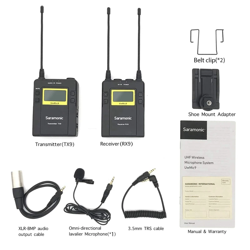 Saramonic Uwmic9(Rx9+ Tx9) вещание Uhf Беспроводной петличный микрофон система для Dslr камеры микрофон для видеокамер Микрофон Canon
