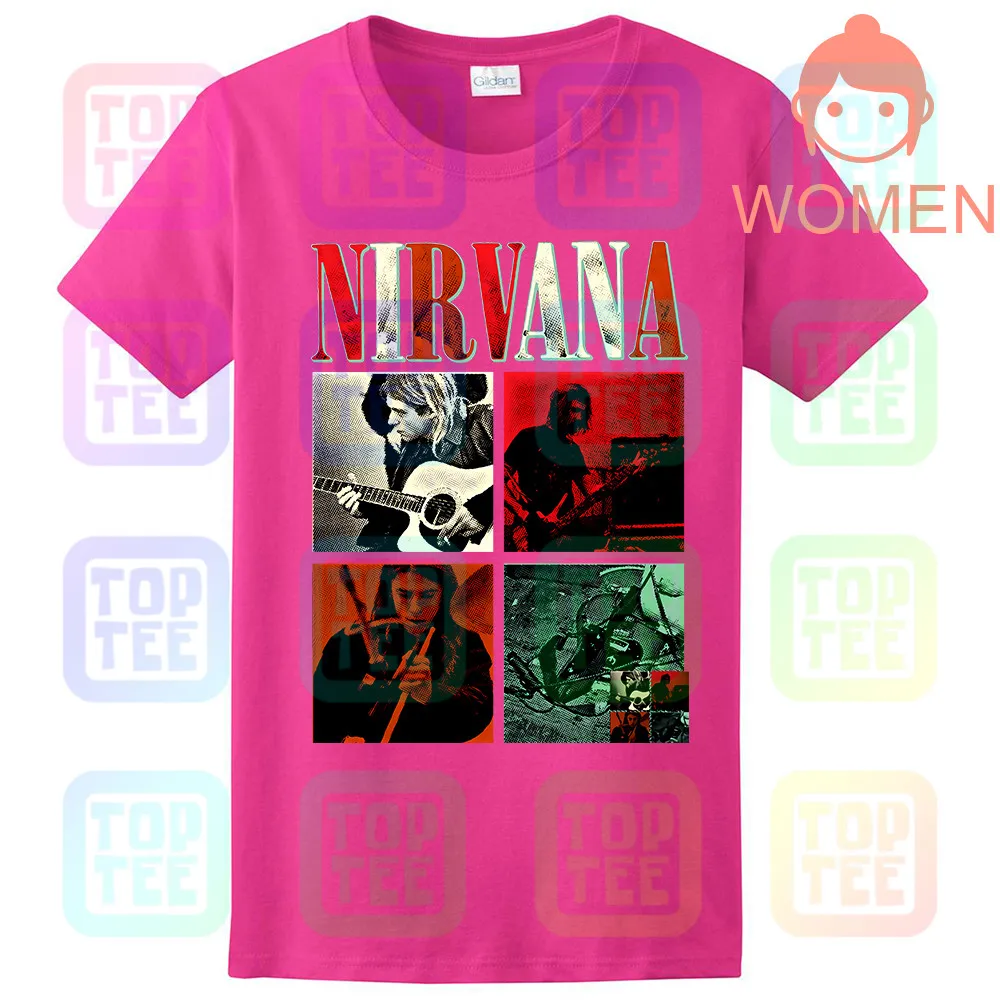 NIRVANA Официальная футболка Курт Кобейн. С фото группы - Цвет: WOMEN-ROSE