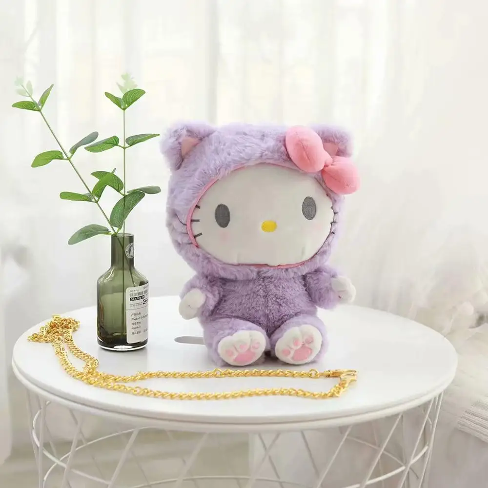 purple 21 см Плюшевые сидения милый кот Сумка Через Плечо Рюкзак Школьные сумки на день рождения Рождественский подарок игрушки ребенок горячий практичный Многофункциональный - Цвет: purple