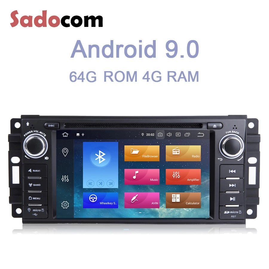 Discount IPS 1 din Android 9.0 8 core 4GB RAM 64G ROM Car DVD Player autoradio For Jeep Compass Commander Wrangler Chrysler Sebring 300C 0