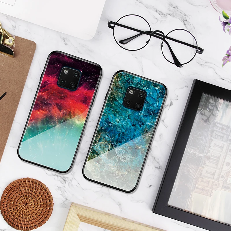 Градиентный чехол из закаленного стекла для телефона Huawei Mate 20 Pro 20x жесткий