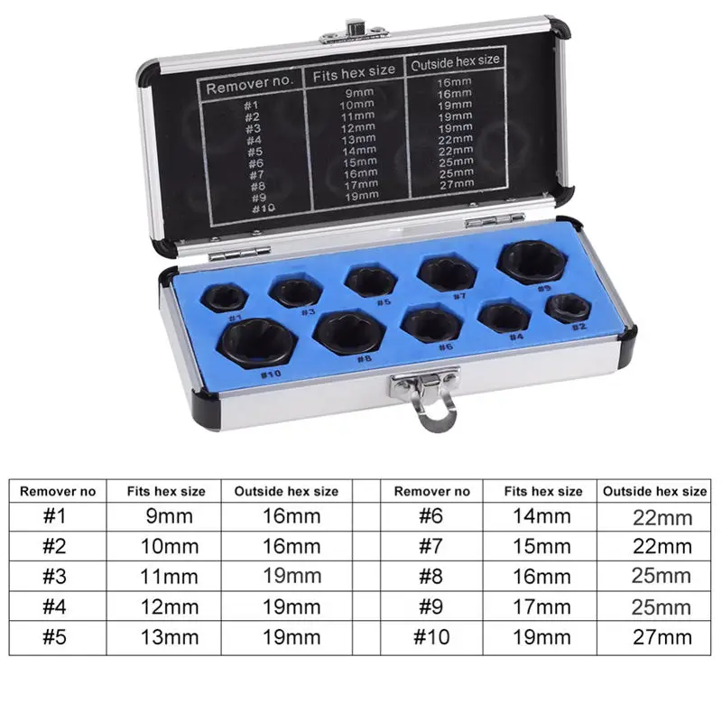 10 шт./компл. 2 вида сплав поврежденный Болт Гайка Отвертка экстрактор удаление набор удаление гаек розетка бытовой набор ручных инструментов набор
