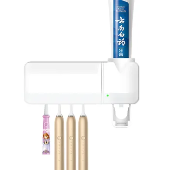 

New Style Toothbrush Sterilizer Ultraviolet ray Automatic Toothpaste Dispenser Multi-functional Set Toothbrush Storage Shelf