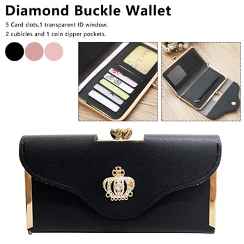 

New Women's wallet long fashion clutch bag with diamond buckle wallet Card package Key Wallets Evening Clutch Bag