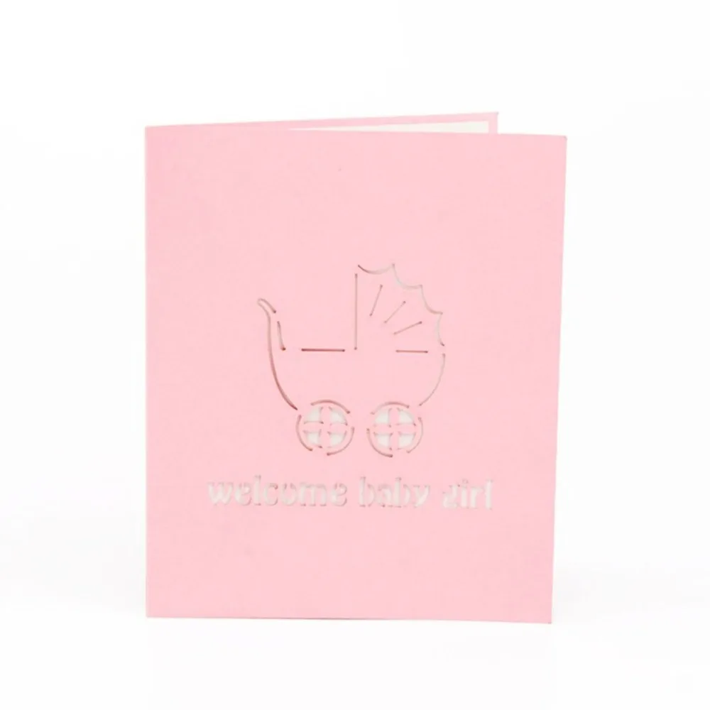 1pcs 3D Pop up Greeting Card Baby Carriage Handmade Invitations for Anniversary Birthday Blessing Gift | Дом и сад