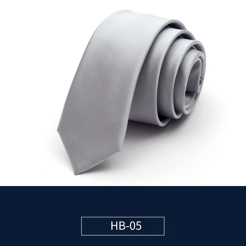 HB-05 Высокое качество, новинка, шелковые свадебные галстуки для мужчин, тонкий галстук 5 см, дизайнерский бренд, 2,36 дюймов, Одноцветный шейный галстук с подарочной коробкой - Цвет: HB-05