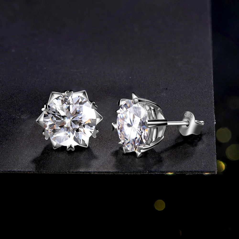 ATTAGEMS Classic 100% 925 Sterling Silver 2.0CT Moissanite Gemstone Anniversary Wedding Earrings Fine Jewelry Gift Wholesale