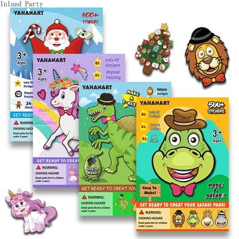 

25pc 2020Easter Cartoon Shark Alpaca Unicorn Pirate Dinosaur Bunny Chicken Self Adhesive Sticker Decor Easter Decoration Supplie