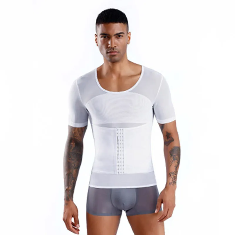 

2020 New summer men's body-shaping garment Tummy Control Shapewear Waist Trainer Corset T-Shirts Slimming Sauna Sweat Vest Body